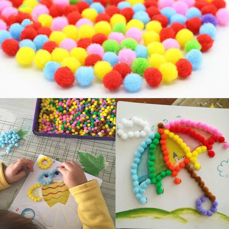 Kids Plush Ball Painting Stickers – DIY Creative Craft Toy Set