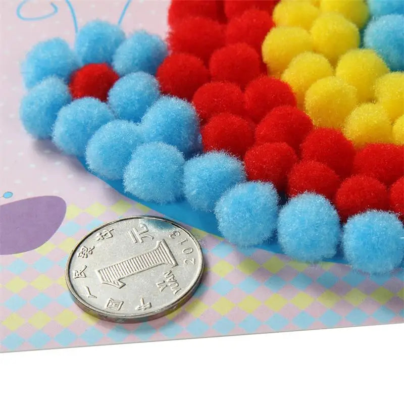 Kids Plush Ball Painting Stickers – DIY Creative Craft Toy Set