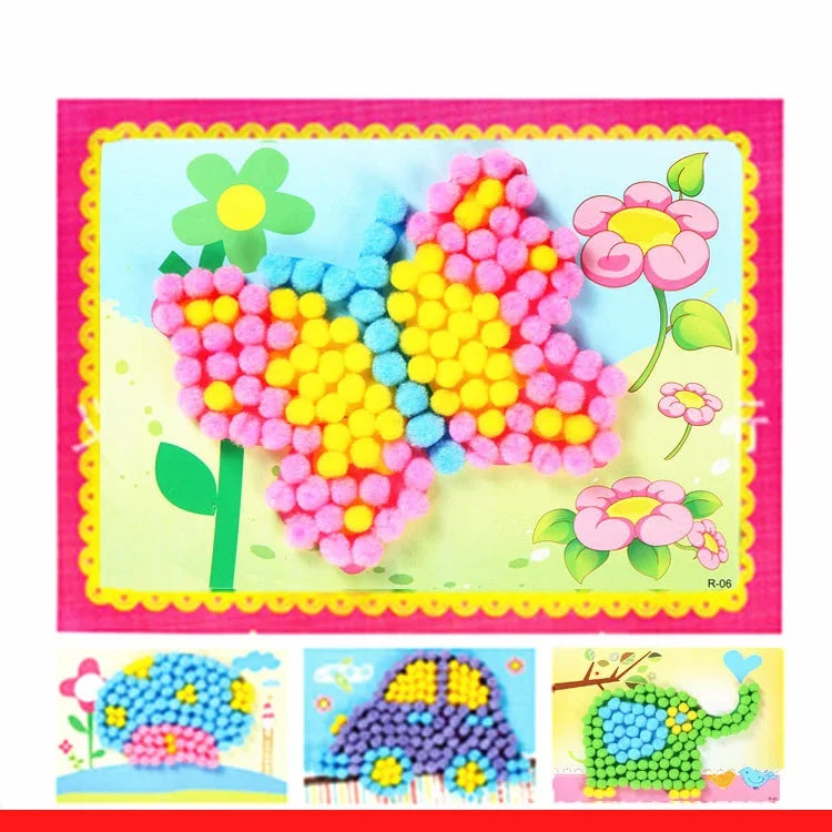 Kids Plush Ball Painting Stickers – DIY Creative Craft Toy Set