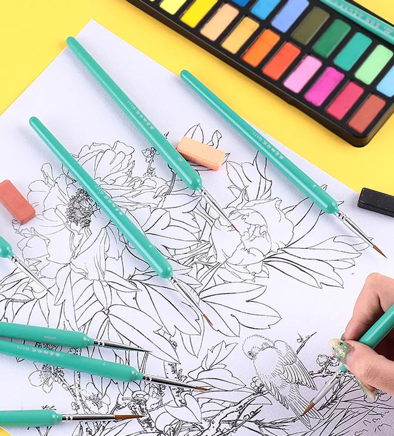 Miniature Artist Paint Brushes – Weasel Hair Gouache & Watercolor Set