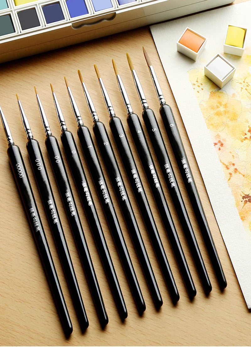 Miniature Artist Paint Brushes – Weasel Hair Gouache & Watercolor Set