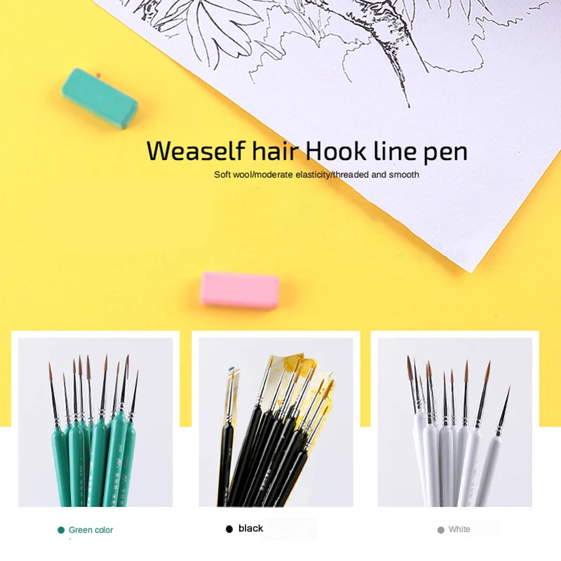 Miniature Artist Paint Brushes – Weasel Hair Gouache & Watercolor Set