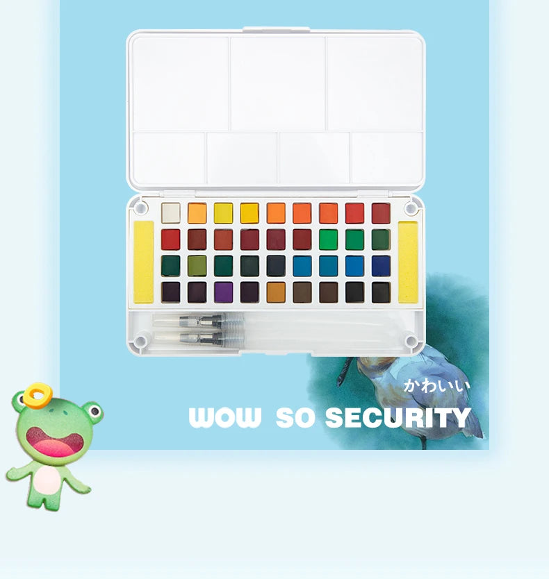 Watercolor Paint Set – 12/24/36/48 Colors with Water Brush Pens