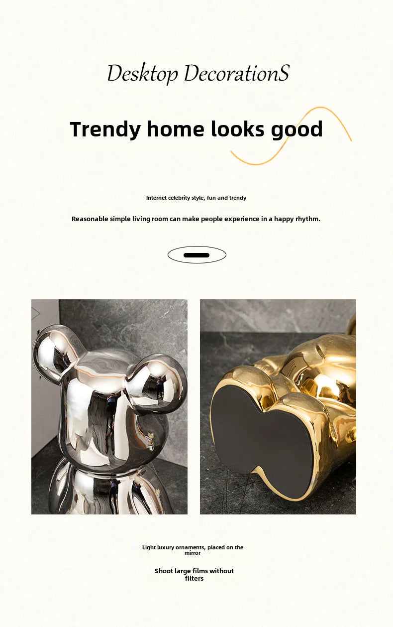 Aesthetic Teddy Bear Ceramic Statue