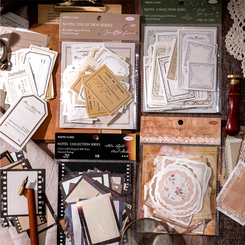 100Pcs Vintage Writable Notes – DIY Journal & Scrapbooking Paper