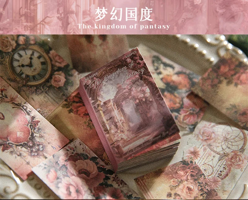 100pcs Retro Aesthetic Scrapbooking Paper – DIY Journaling & Vintage Decor