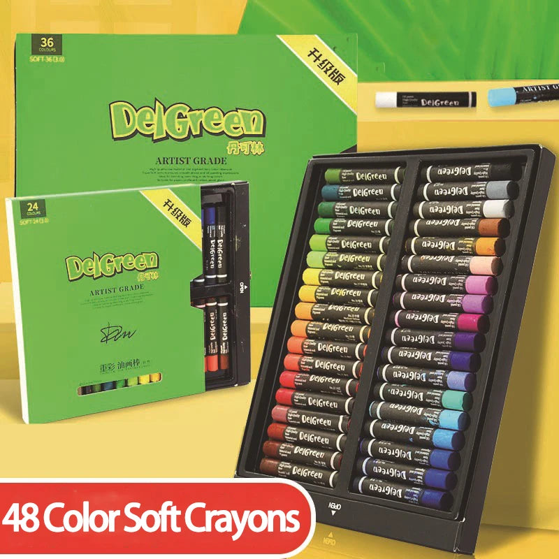 Delgreen Oil Pastel Set – 24/36/48/72 Colors for Art & Drawing