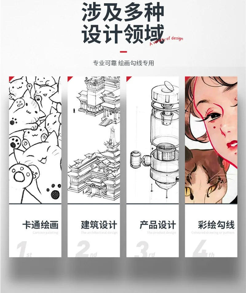 Manga Black Fineliner Waterproof Marker Pens
