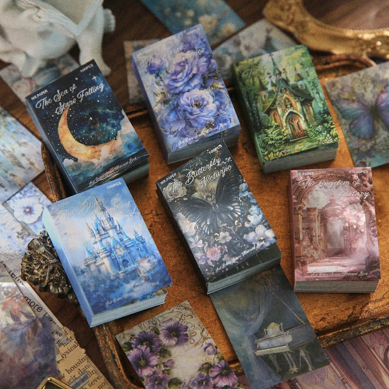 100pcs Retro Aesthetic Scrapbooking Paper – DIY Journaling & Vintage Decor