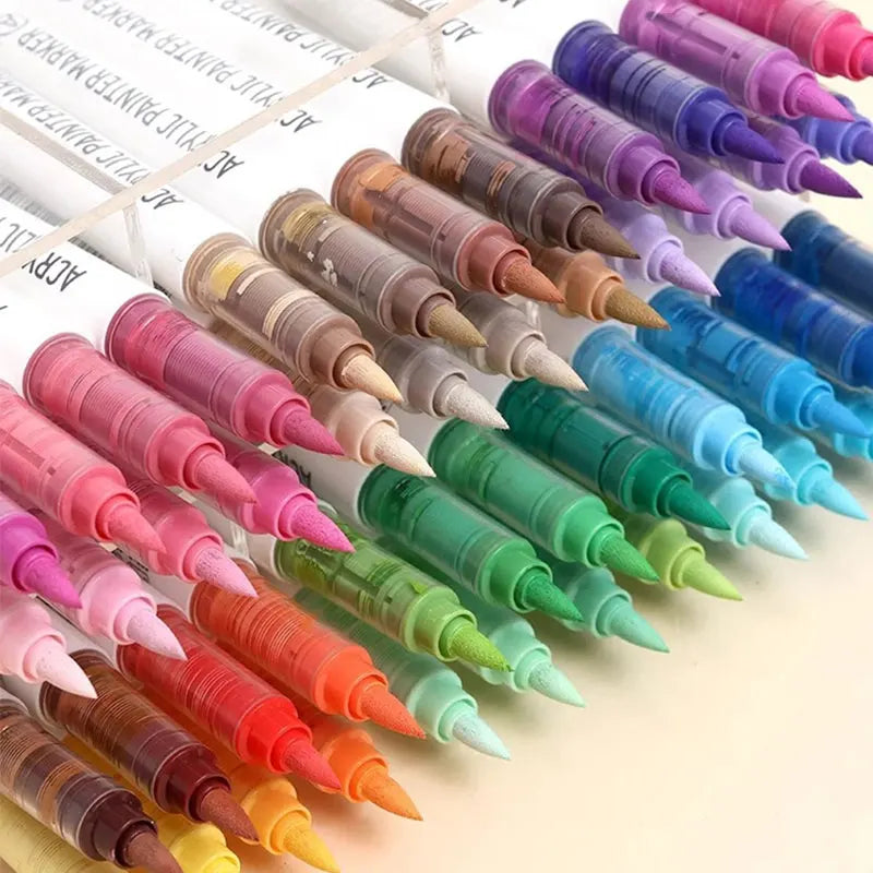 Languo 9pcs Soft Brush Acrylic Marker Pen Set – DIY Art & Graffiti