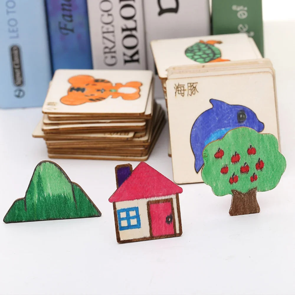 Montessori DIY Painting Stencils – Wooden Educational Craft Toy for Kids