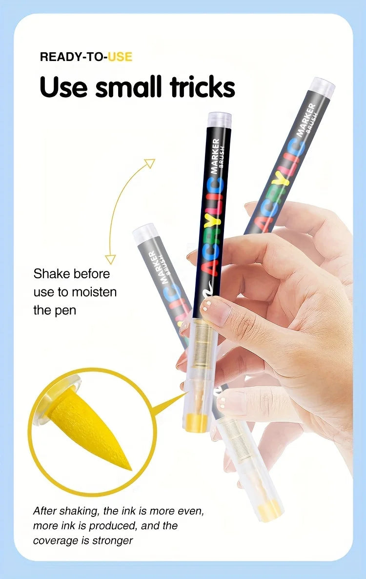 Multi-Color Soft Tip Art Markers – Acrylic Markers for Various Surfaces