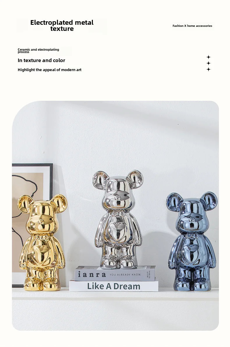 Aesthetic Teddy Bear Ceramic Statue