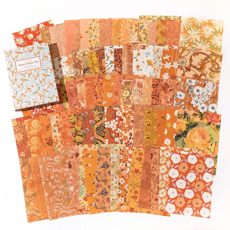 JIANQI 100pcs Vintage Floral Scrapbooking Paper