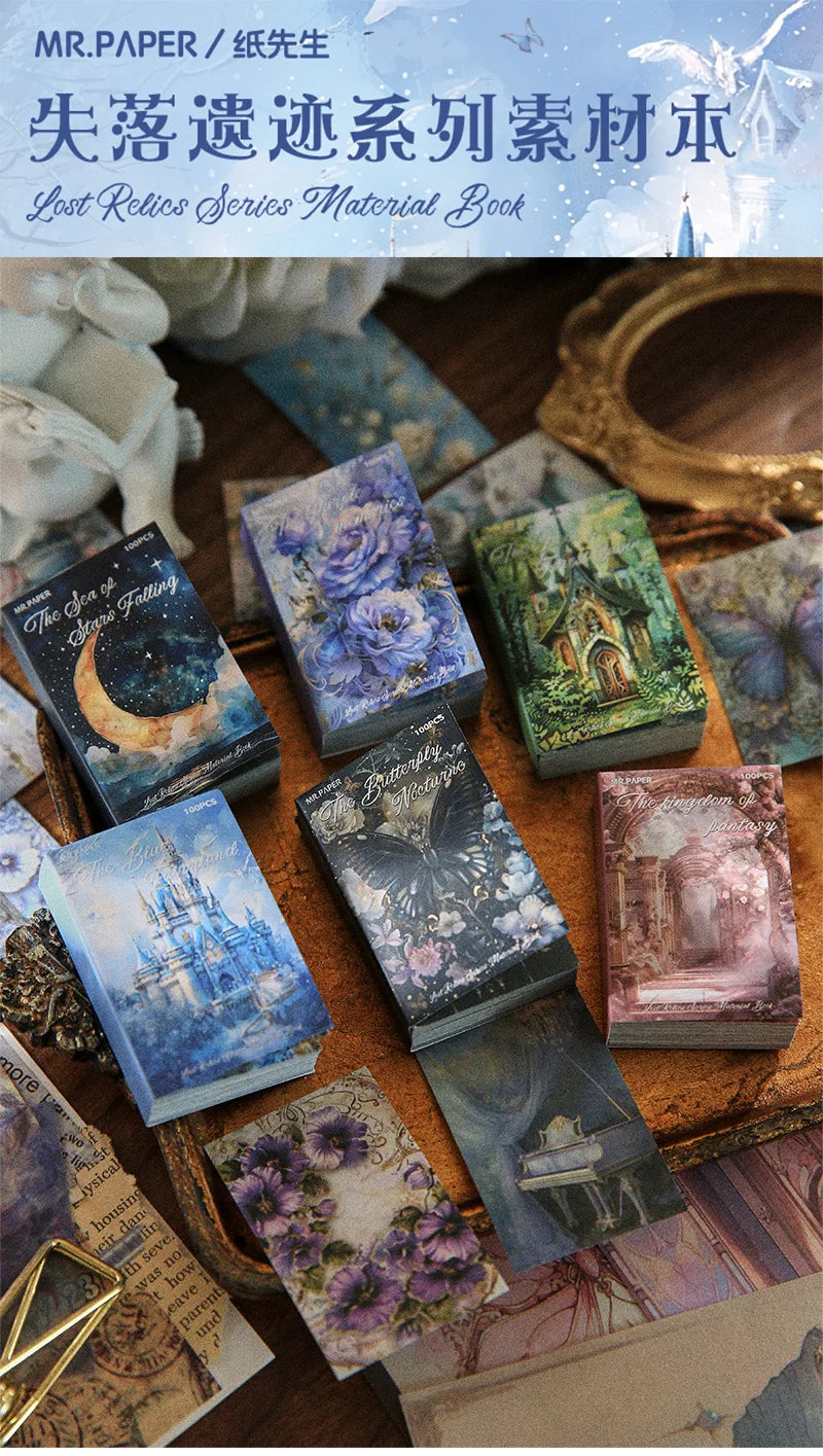100pcs Retro Aesthetic Scrapbooking Paper – DIY Journaling & Vintage Decor