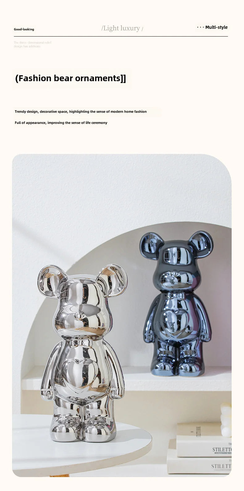 Aesthetic Teddy Bear Ceramic Statue
