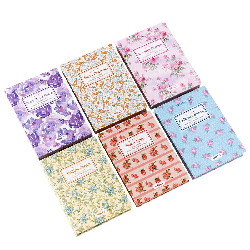 JIANQI 100pcs Vintage Floral Scrapbooking Paper