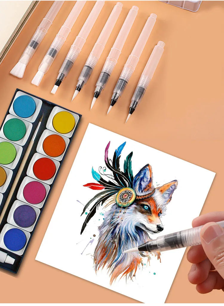 3/7pcs Watercolor Brush Pens with Water Storage
