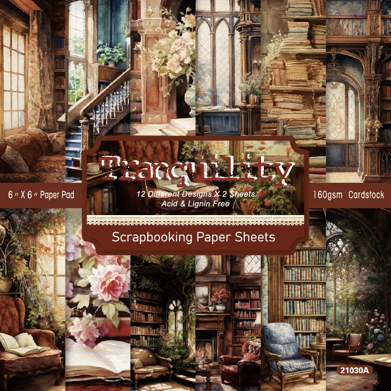 12-Sheet Christmas Scrapbooking Paper – 15x15cm DIY Craft Cardstock