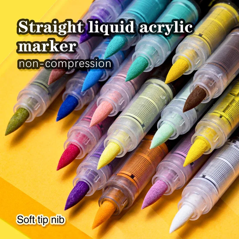 Acrylic Marker Pens – 12/24/30 Colors, Waterproof Soft Brush Nib