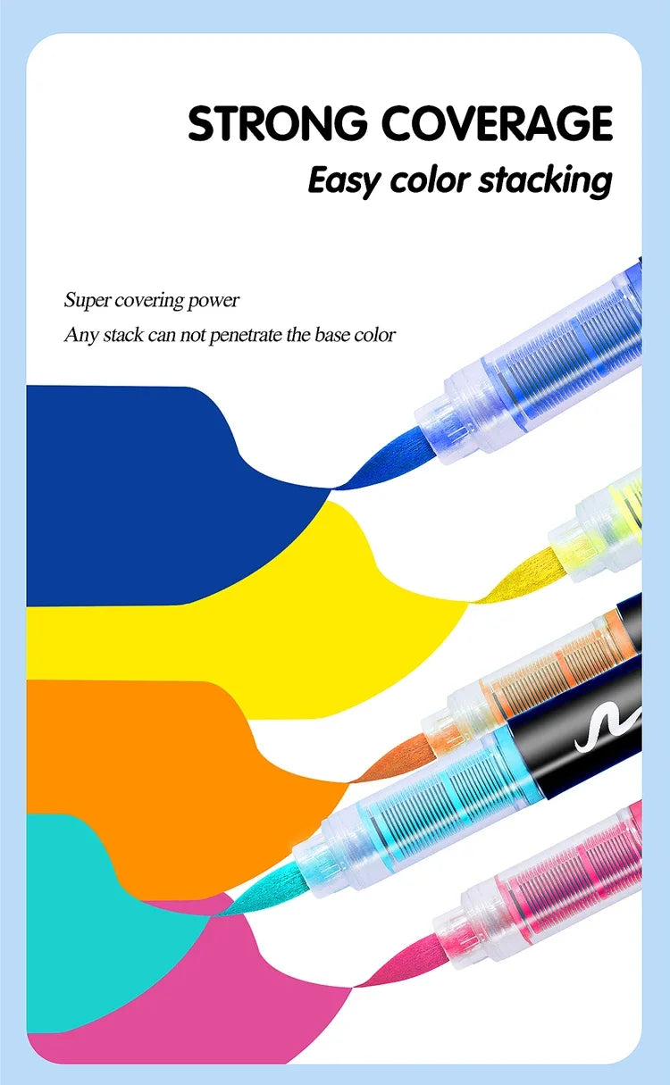 Acrylic Marker Pens – 12/24/30 Colors, Waterproof Soft Brush Nib
