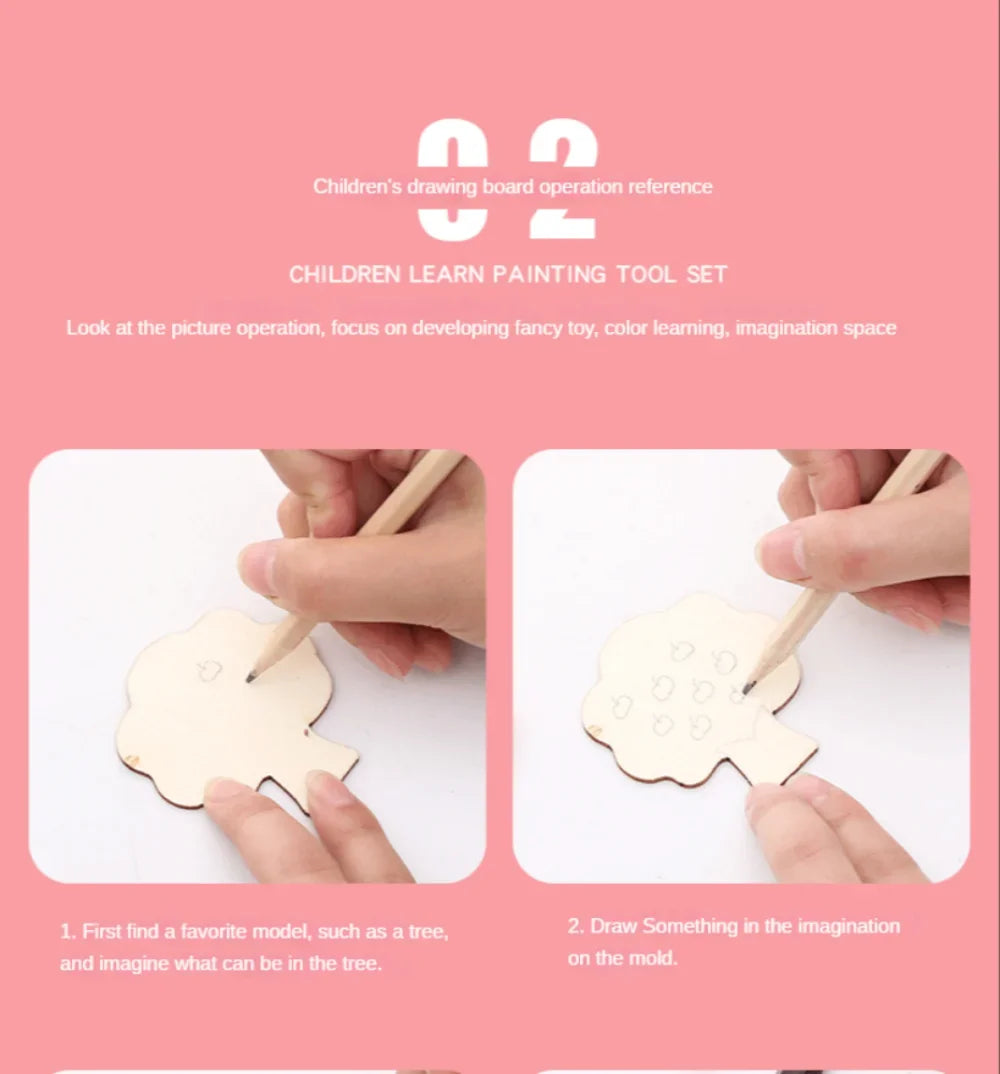Montessori DIY Painting Stencils – Wooden Educational Craft Toy for Kids