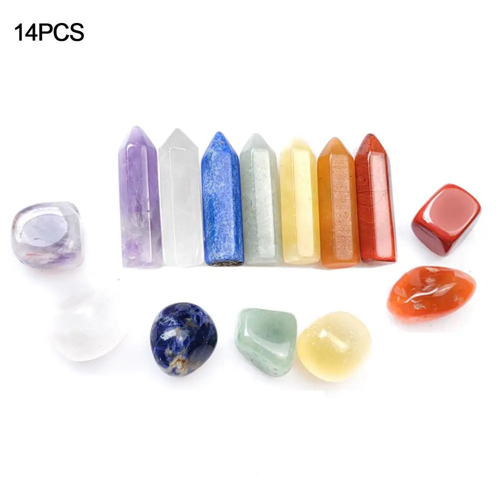 Natural Crystal Gemstone Set – 7/8/10/14PCS Chakra Healing Quartz