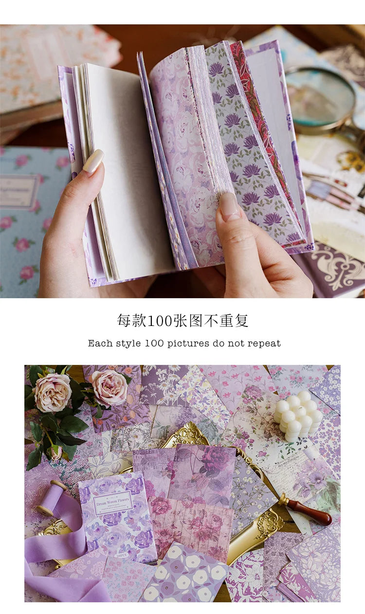 JIANQI 100pcs Vintage Floral Scrapbooking Paper
