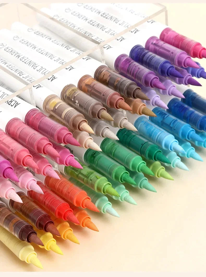 Languo 9pcs Soft Brush Acrylic Marker Pen Set – DIY Art & Graffiti