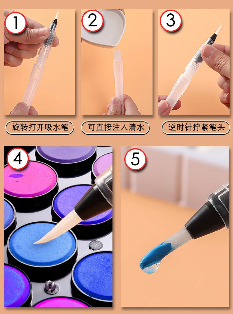 3/7pcs Watercolor Brush Pens with Water Storage