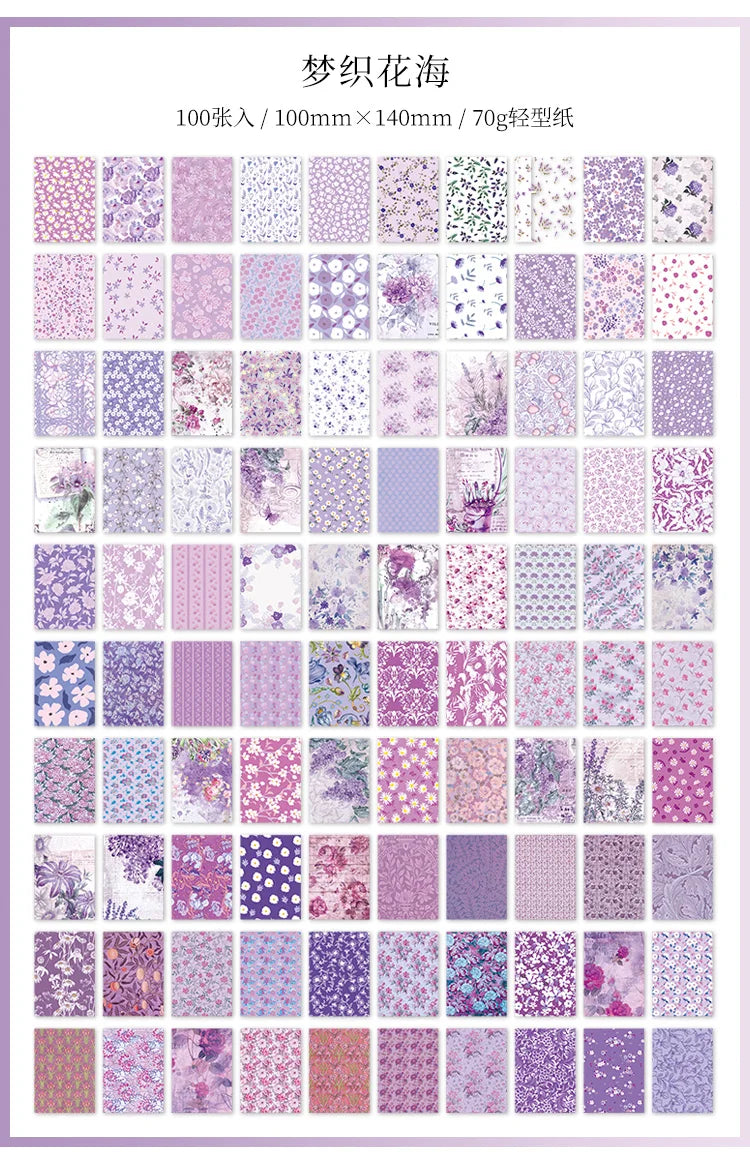 JIANQI 100pcs Vintage Floral Scrapbooking Paper