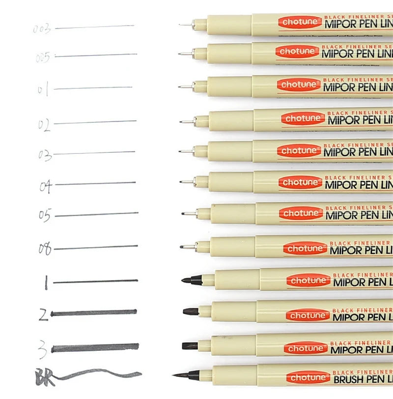 Manga Black Fineliner Waterproof Marker Pens