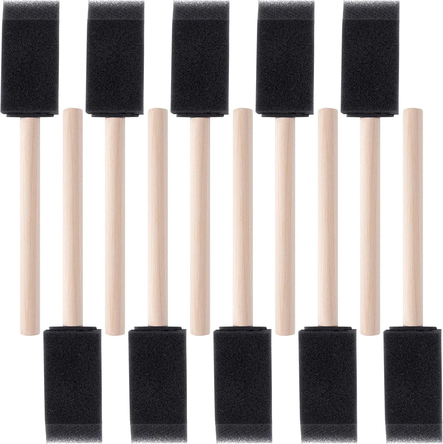 10-Piece Sponge Brush Set – Wooden Handle for Kids’ Art & Craft
