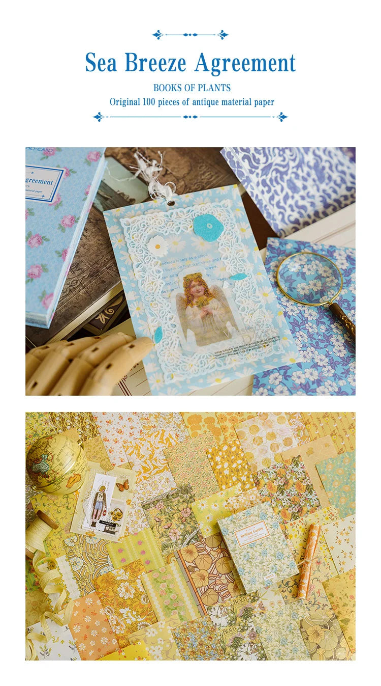 JIANQI 100pcs Vintage Floral Scrapbooking Paper