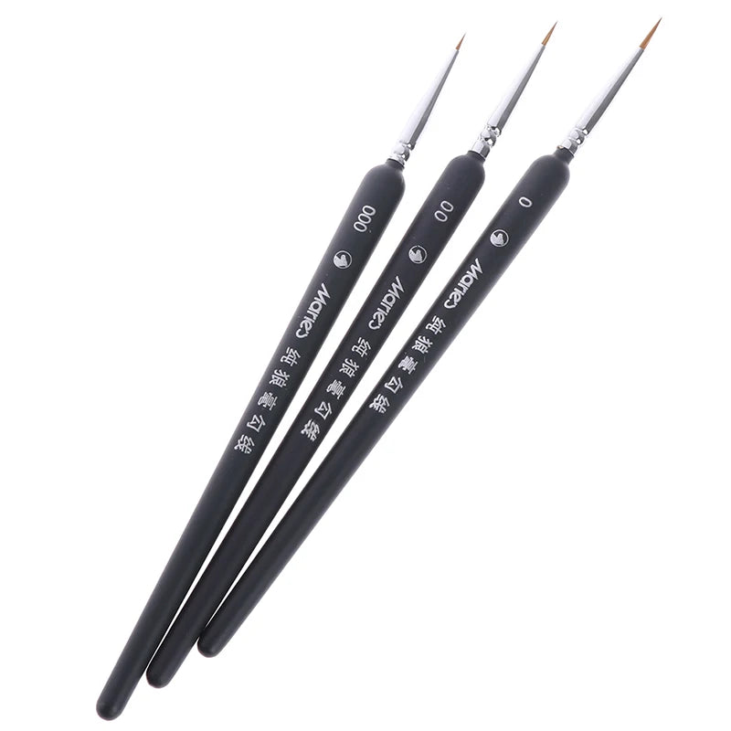 3pcs Fine Detail Wolf Hair Brush Set (0/00/000)