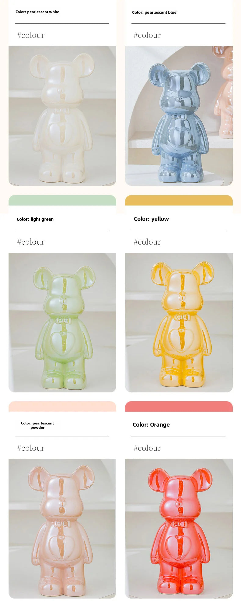 Aesthetic Teddy Bear Ceramic Statue