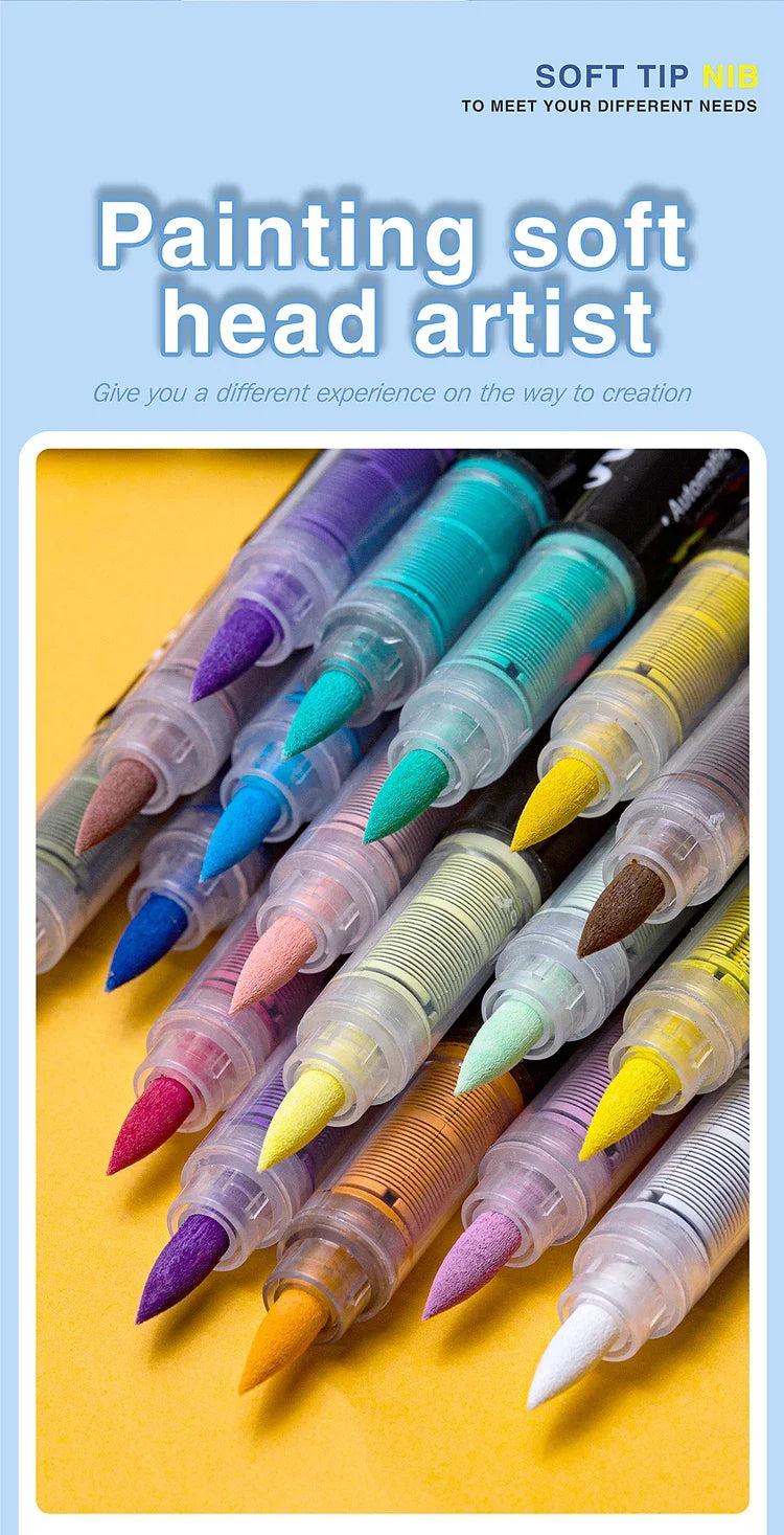 Acrylic Marker Pens – 12/24/30 Colors, Waterproof Soft Brush Nib