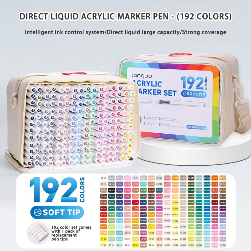 Languo 9pcs Soft Brush Acrylic Marker Pen Set – DIY Art & Graffiti