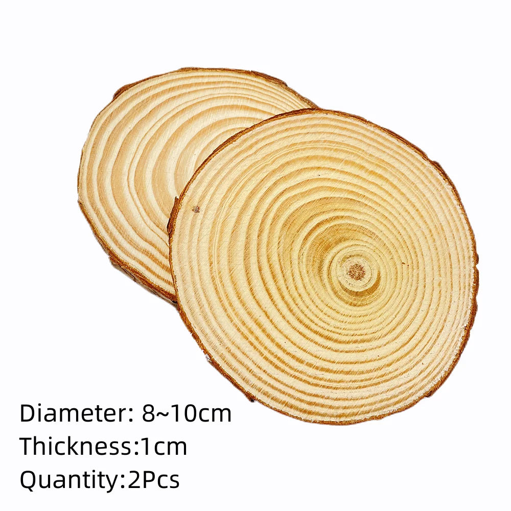 Natural Pine Wood Slices – Round Unfinished Craft Discs with Bark