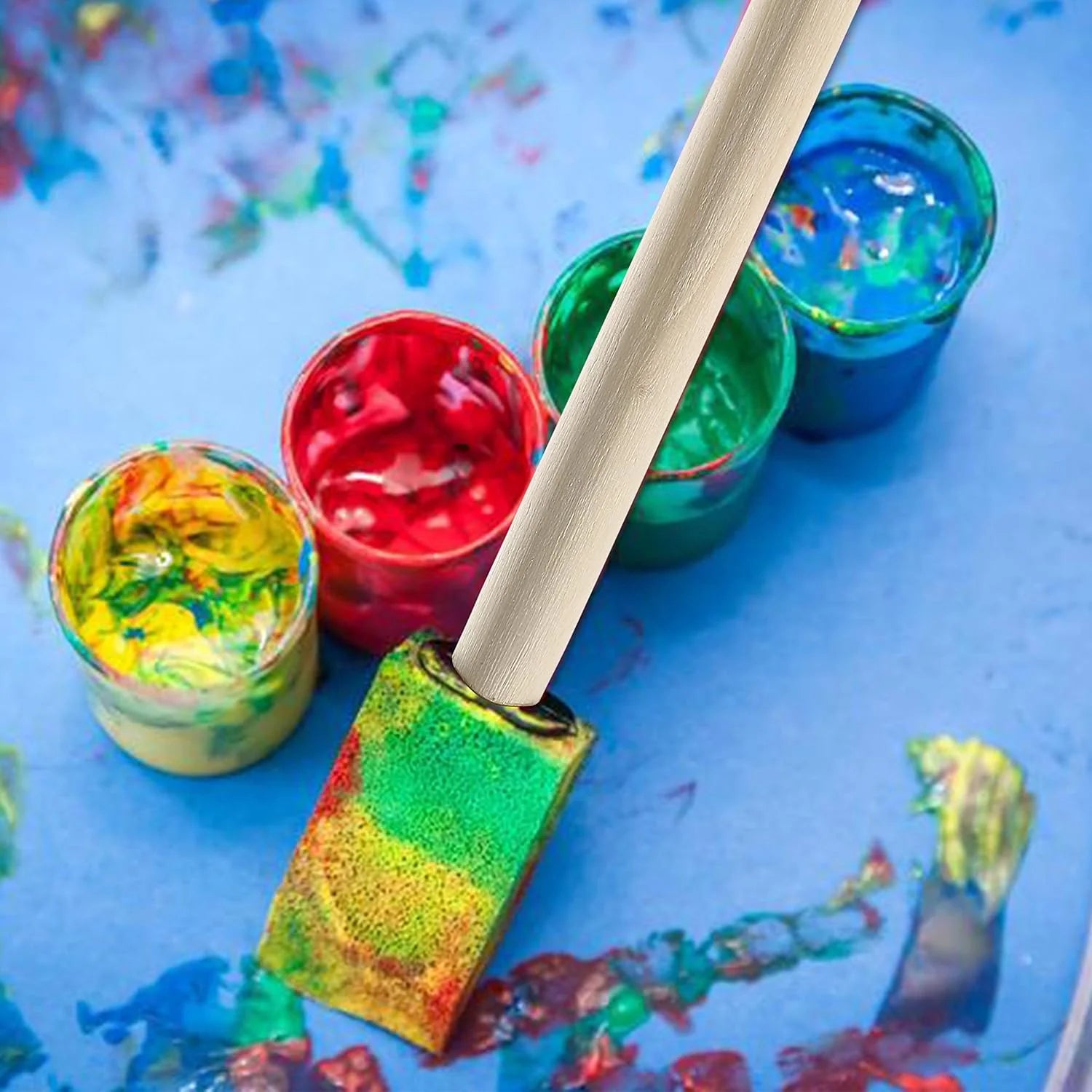 10-Piece Sponge Brush Set – Wooden Handle for Kids’ Art & Craft