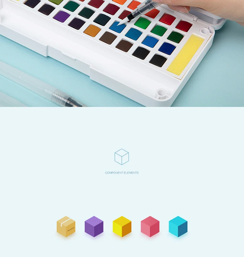 Watercolor Paint Set – 12/24/36/48 Colors with Water Brush Pens