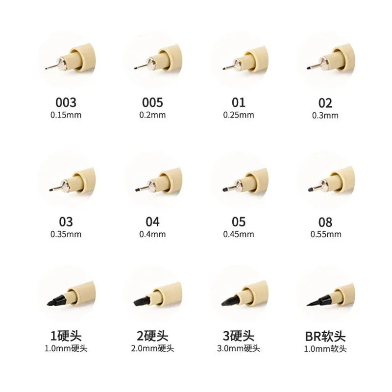 Manga Black Fineliner Waterproof Marker Pens