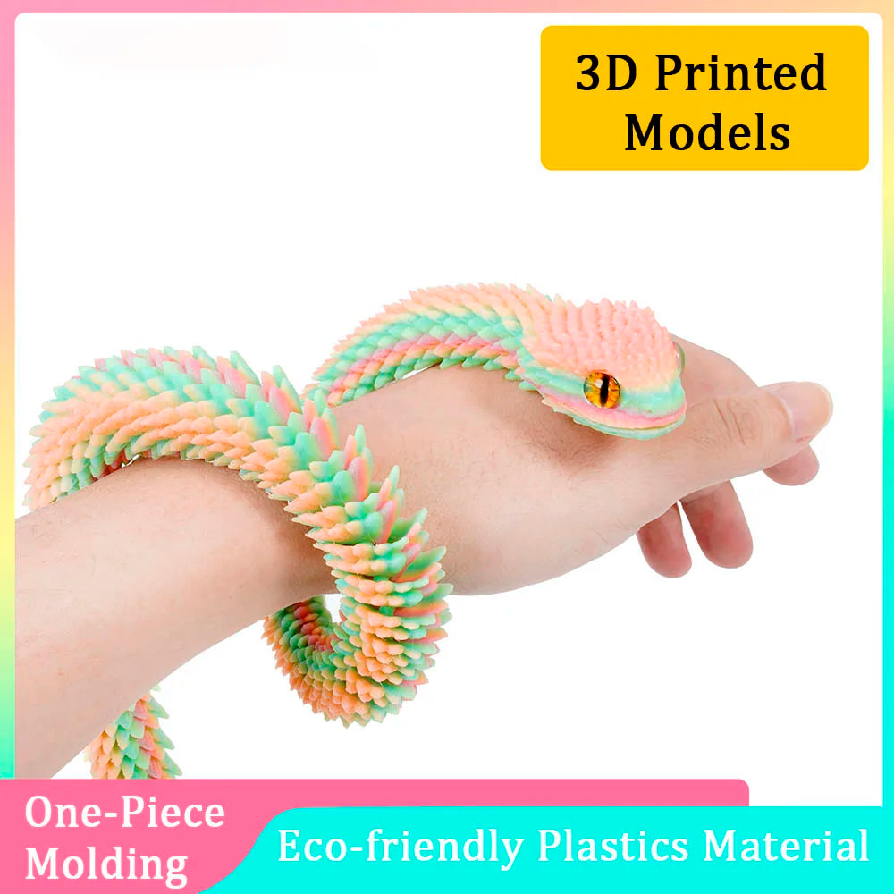 3D Printed Snake Model – Colorful Animal Desk & Room Decor