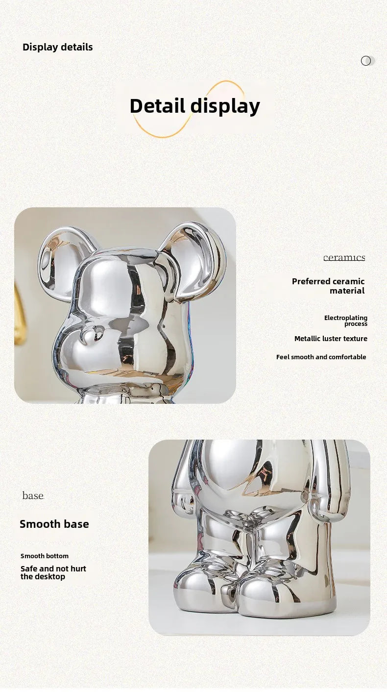 Aesthetic Teddy Bear Ceramic Statue