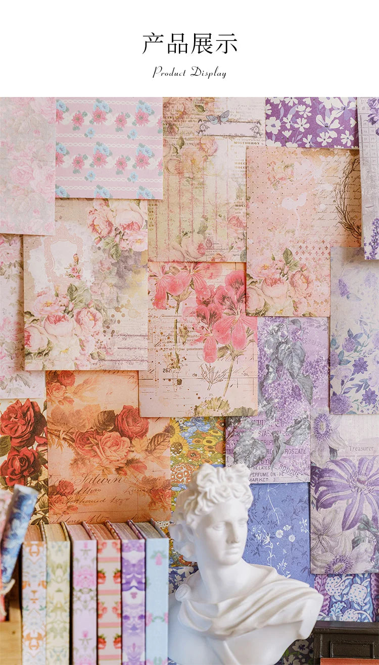 JIANQI 100pcs Vintage Floral Scrapbooking Paper