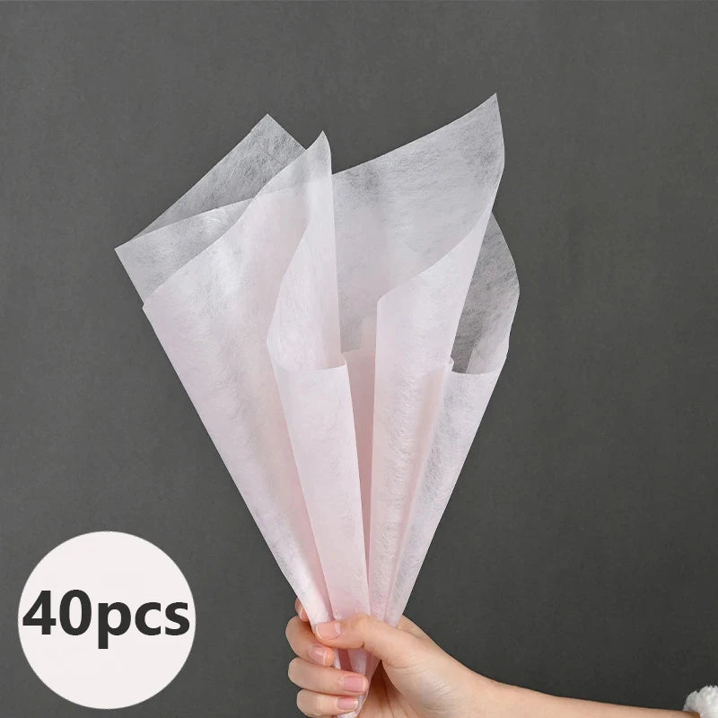 40pcs Floral Wrapping Paper – Cotton & Non-Woven Flower Lining Sheets