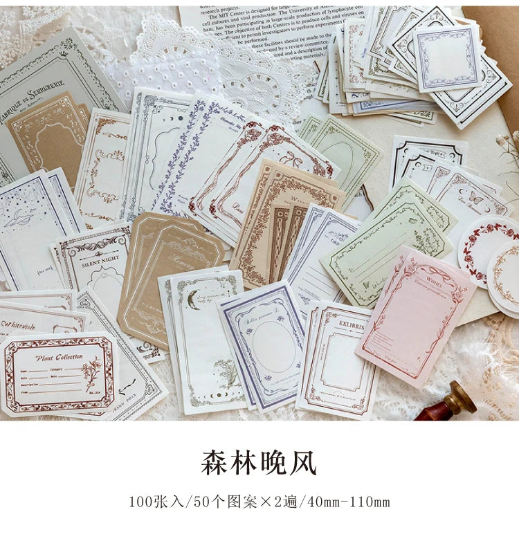 100Pcs Vintage Writable Notes – DIY Journal & Scrapbooking Paper