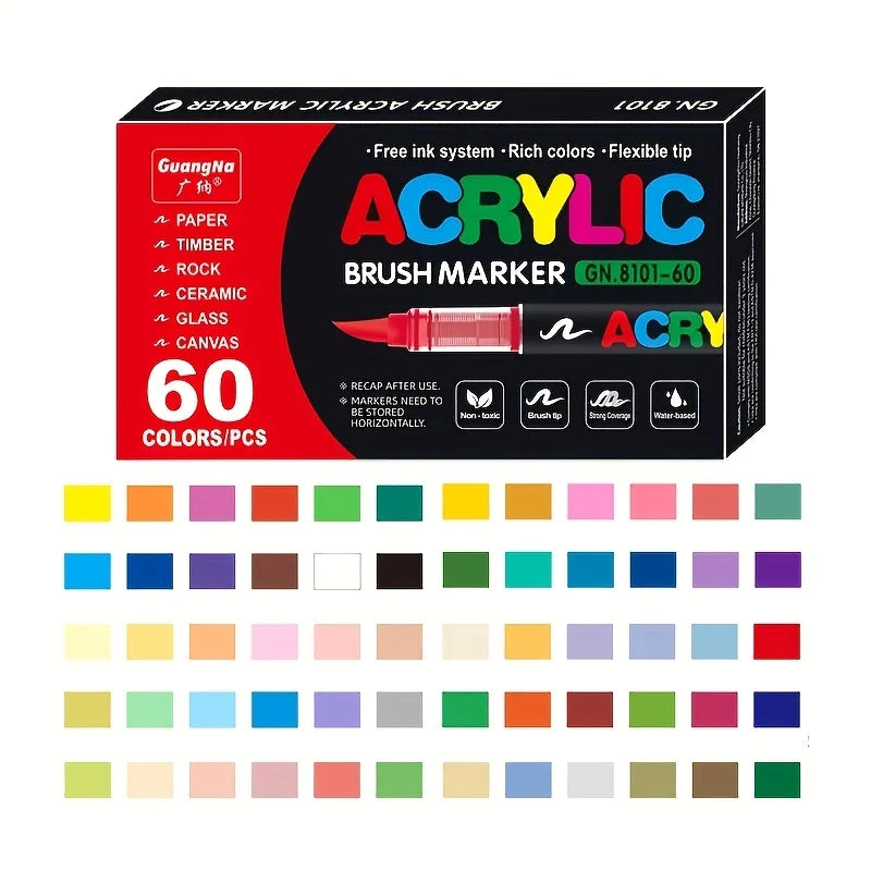 Multi-Color Soft Tip Art Markers – Acrylic Markers for Various Surfaces
