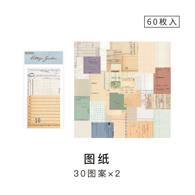 60pcs Vintage Collage Scrapbooking Paper