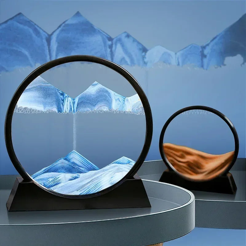 3D Moving Sand Art – Round Glass Deep Sea Sandscape Hourglass